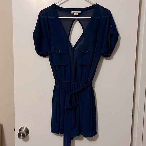 Dressy Romper with Open Back and Pockets - Picture 1 of 5